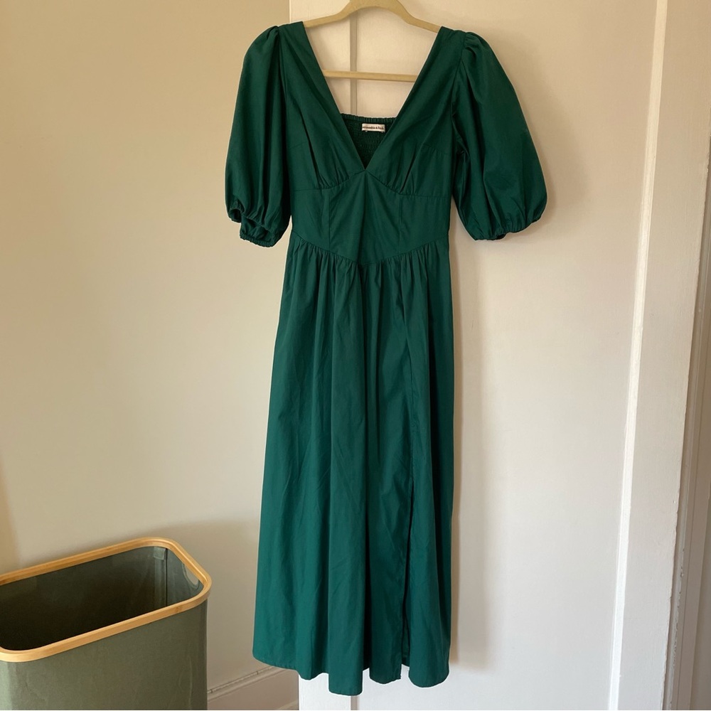 Abercrombie and Fitch Puff Short Sleeve Midi Corset V Neck Basque Waist Dress XS